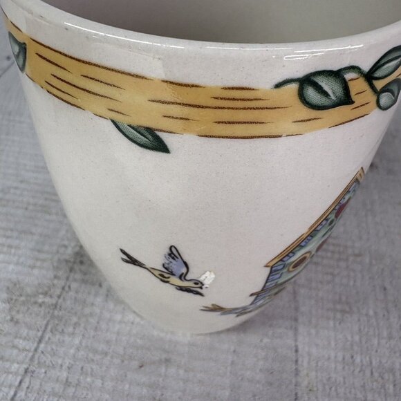 Thomson Pottery BIRDHOUSE 39146 Birds Vines Hearts 12oz 4" Tall Mug Cup Set 3 - Picture 15 of 16